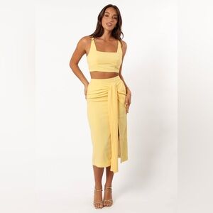 SNDYS Yellow Zanita Tie Drape Two Piece Skirt Set Size XS